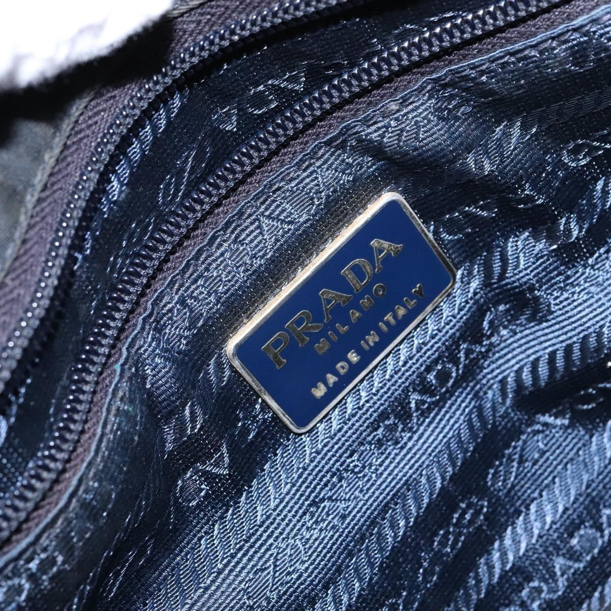 Prada PRADA Hand Bag Nylon Navy Gold Authentic 141629