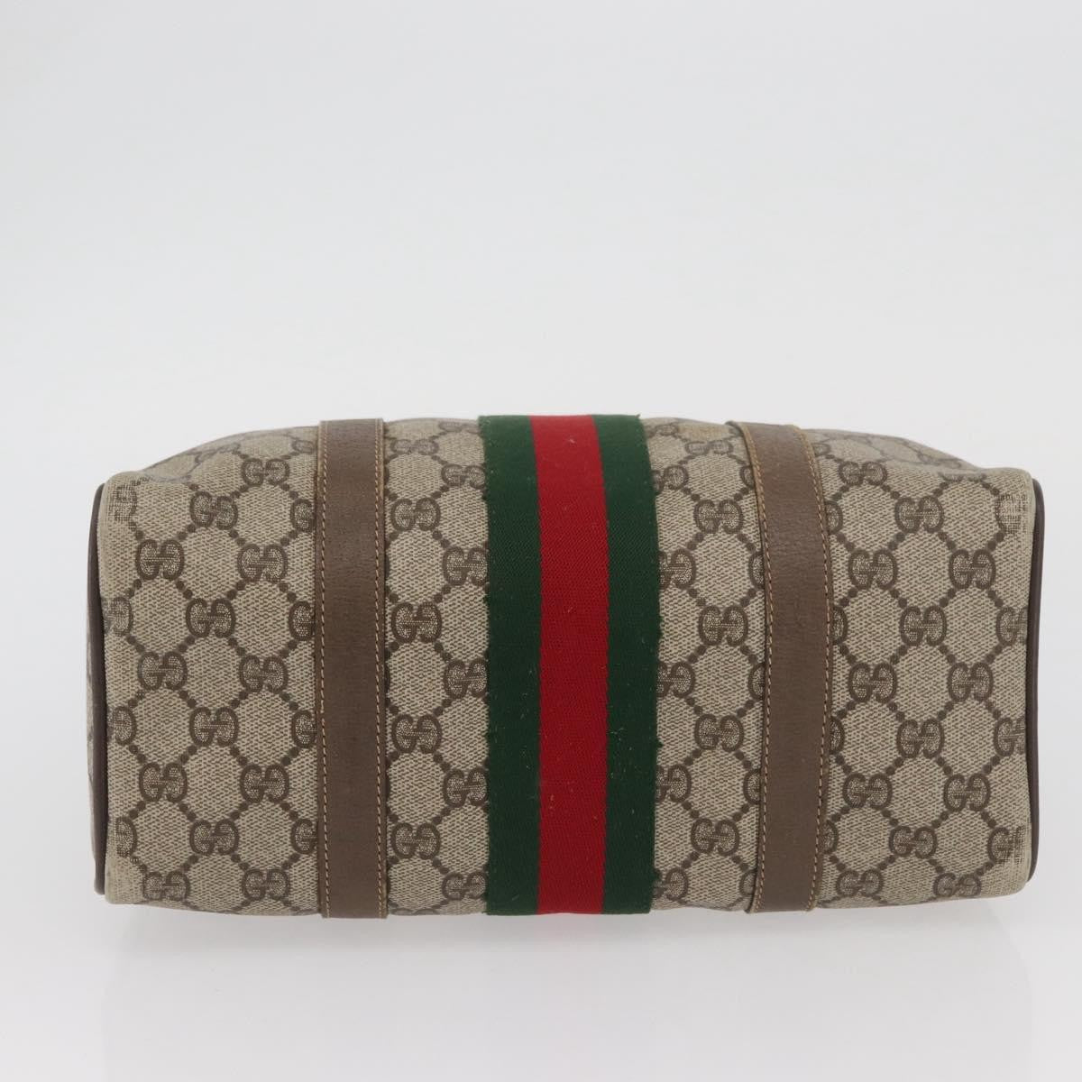 Gucci GUCCI GG Supreme Web Sherry Line Boston Bag PVC Beige Gold 40 02 006 Authentic BAZ556