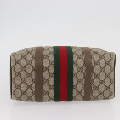 Gucci GUCCI GG Supreme Web Sherry Line Boston Bag PVC Beige Gold 40 02 006 Authentic BAZ556