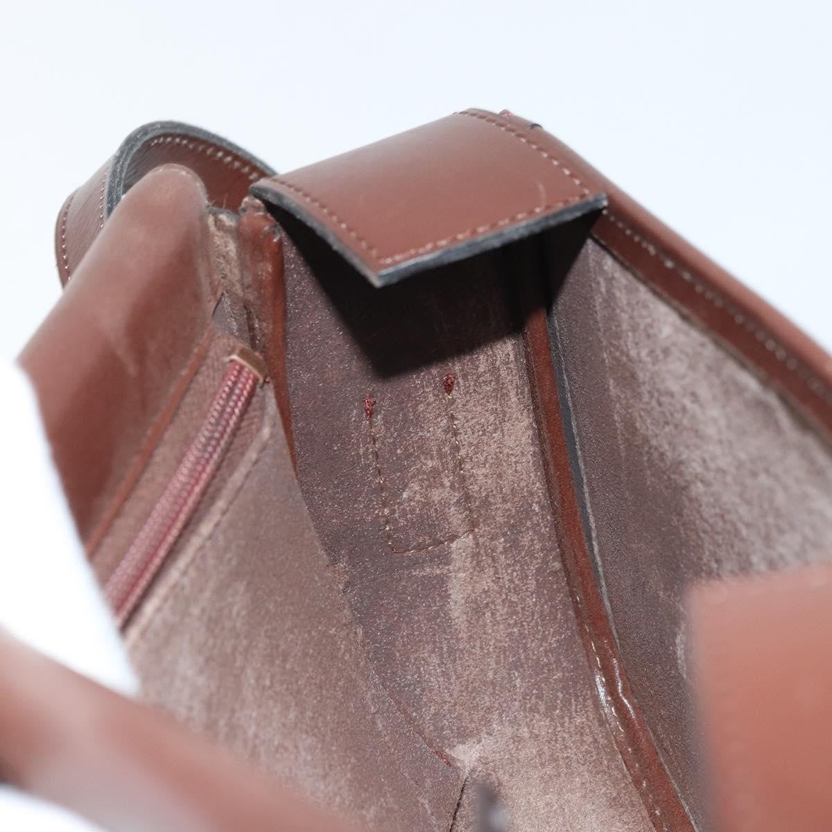 Celine CELINE Shoulder Bag Leather Brown Gold Authentic YKZ128