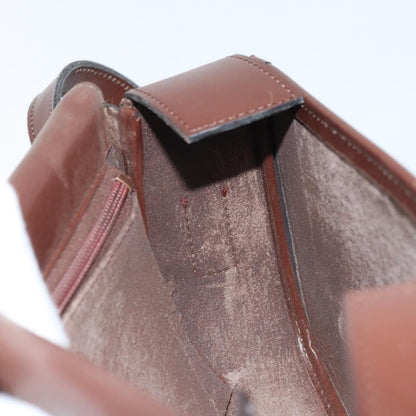 Celine CELINE Shoulder Bag Leather Brown Gold Authentic YKZ128