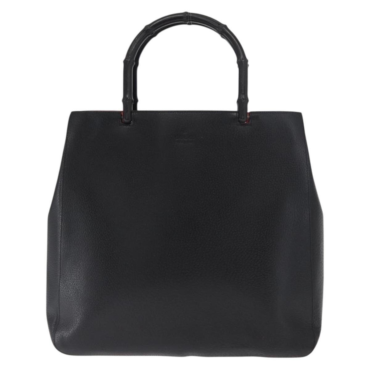 Gucci GUCCI Bamboo Tote Bag Leather Black 002 1059 Authentic 160597