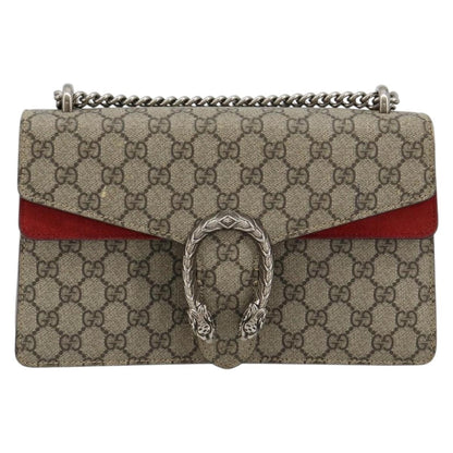 Gucci GUCCI GG Supreme Dionysus Chain Shoulder Bag PVC Beige Silver 400249 Authentic 165253