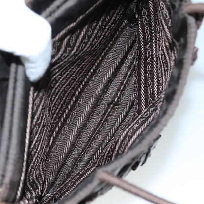 Prada PRADA Hand Bag Nylon Brown Silver Authentic bs20899