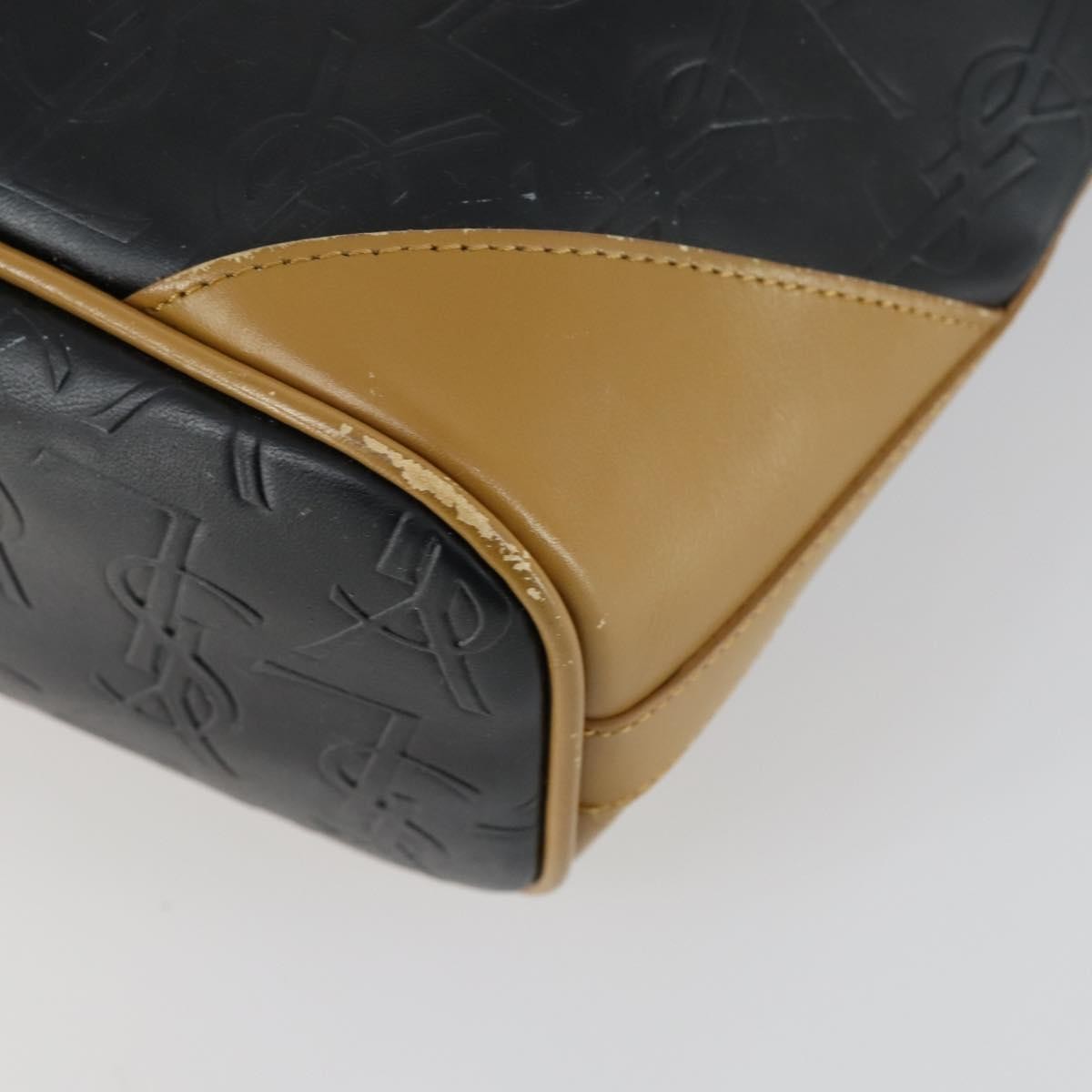 Saint Laurent SAINT LAURENT Hand Bag Leather PVC 2way Black Brown gold Authentic bs31752