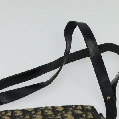 Dior Christian Dior Trotter Canvas Shoulder Bag Navy Gold Authentic BD2178