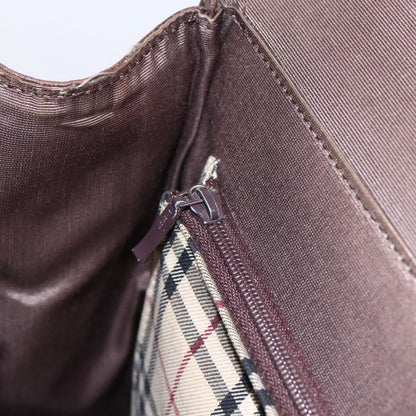 Burberry BURBERRY Hand Bag Leather Brown Silver Authentic BA10747