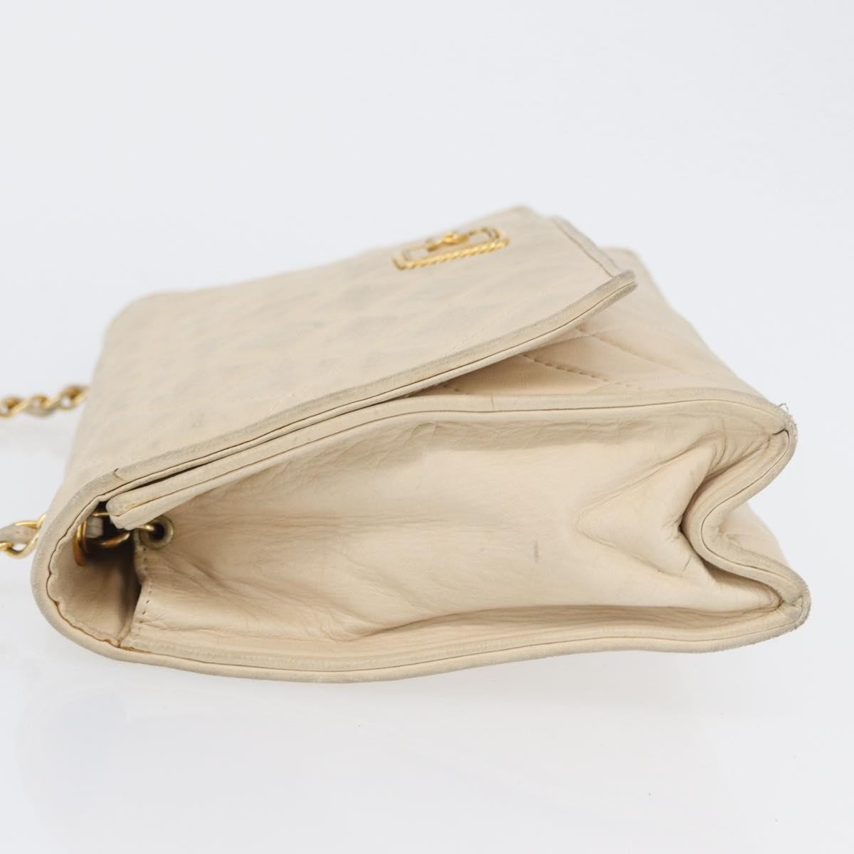 Chanel CHANEL Matelasse Chain Shoulder Bag Lamb Skin Beige Gold CC Authentic BA10672