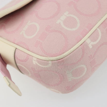 Salvatore Ferragamo Salvatore Ferragamo Gancini Shoulder Bag Canvas Pink Gold Authentic BA12412