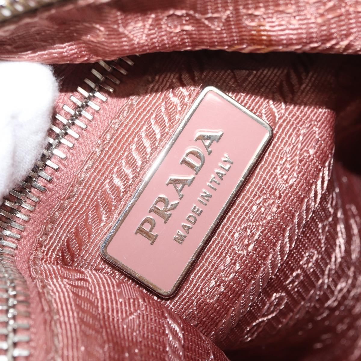 Prada PRADA Shoulder Bag Nylon Beige Silver Authentic 169041