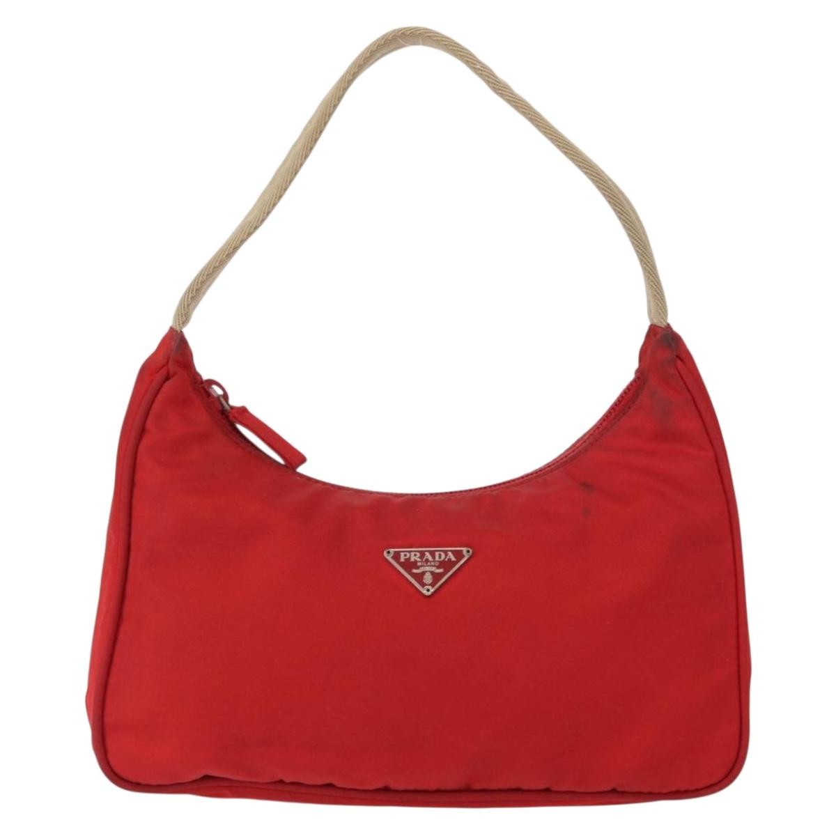 Prada PRADA Hand Bag Nylon Red Authentic 153880
