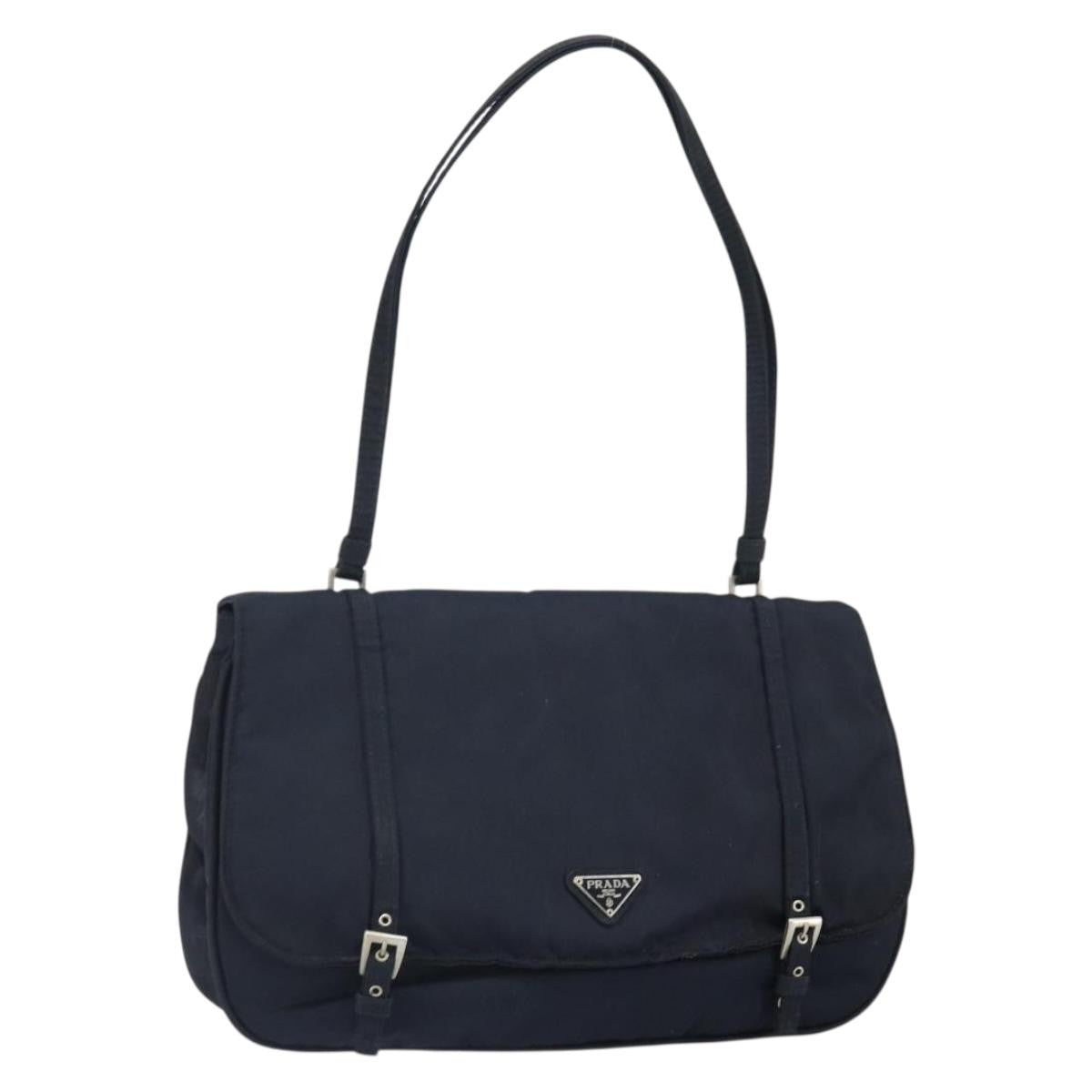 Prada PRADA Shoulder Bag Nylon Navy Silver Authentic 162420