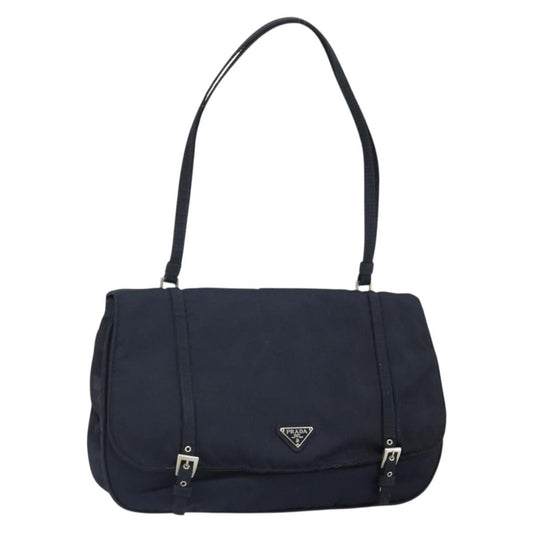 Prada PRADA Shoulder Bag Nylon Navy Silver Authentic 162420