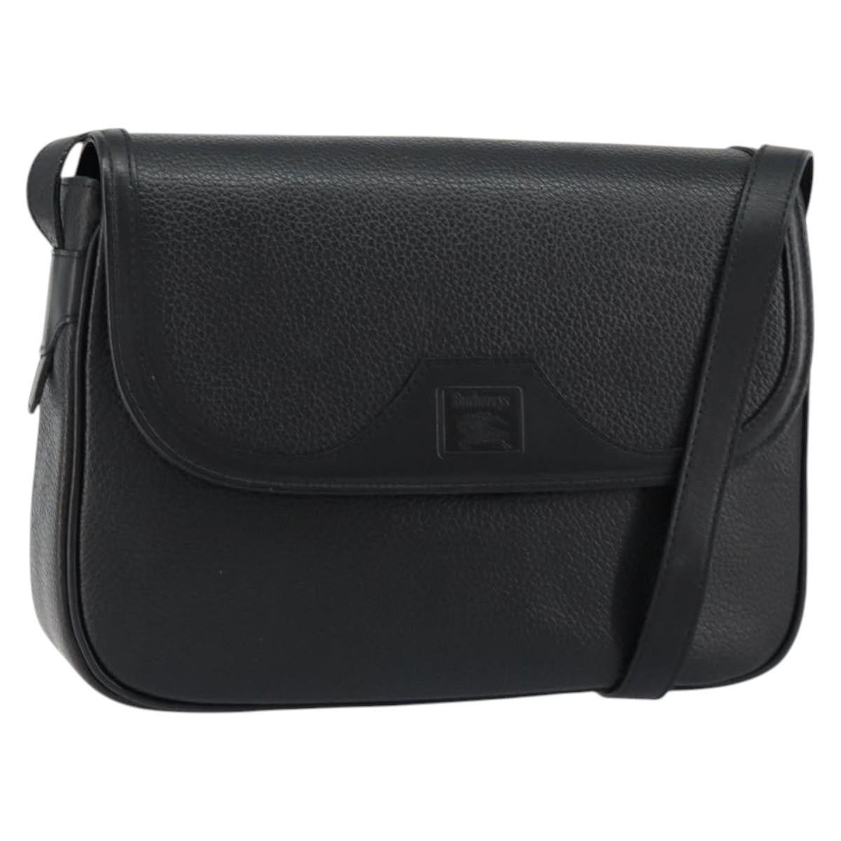 Burberrys Burberrys Nova Check Shoulder Bag Leather Black Gold Authentic bs30325