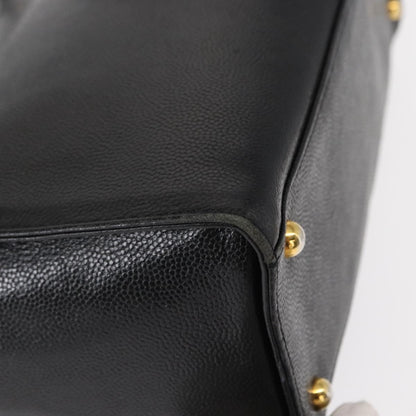 Versace VERSACE Tote Bag Leather Black Gold Authentic BA8013