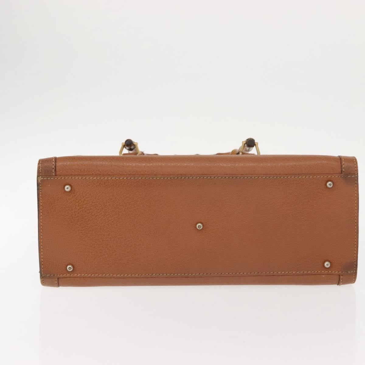 Gucci GUCCI Bamboo Hand Bag Leather Brown Gold 002 2853 0260 0 Authentic ep11300