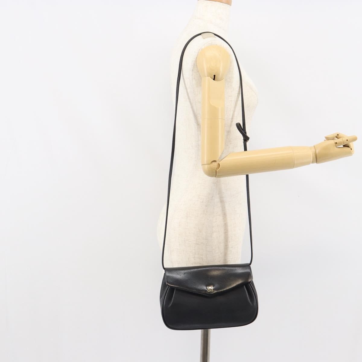 Givenchy GIVENCHY Shoulder Bag Leather Black Gold Authentic bs32977