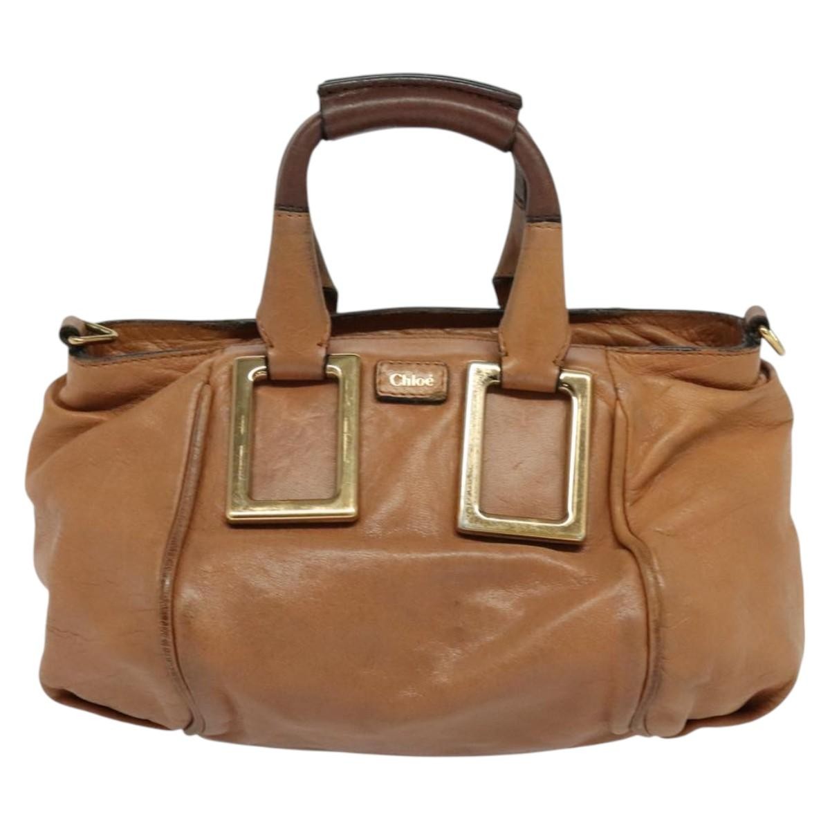 Chloé Chloé Chloe Hand Bag Leather 2way Brown Gold Authentic BA590