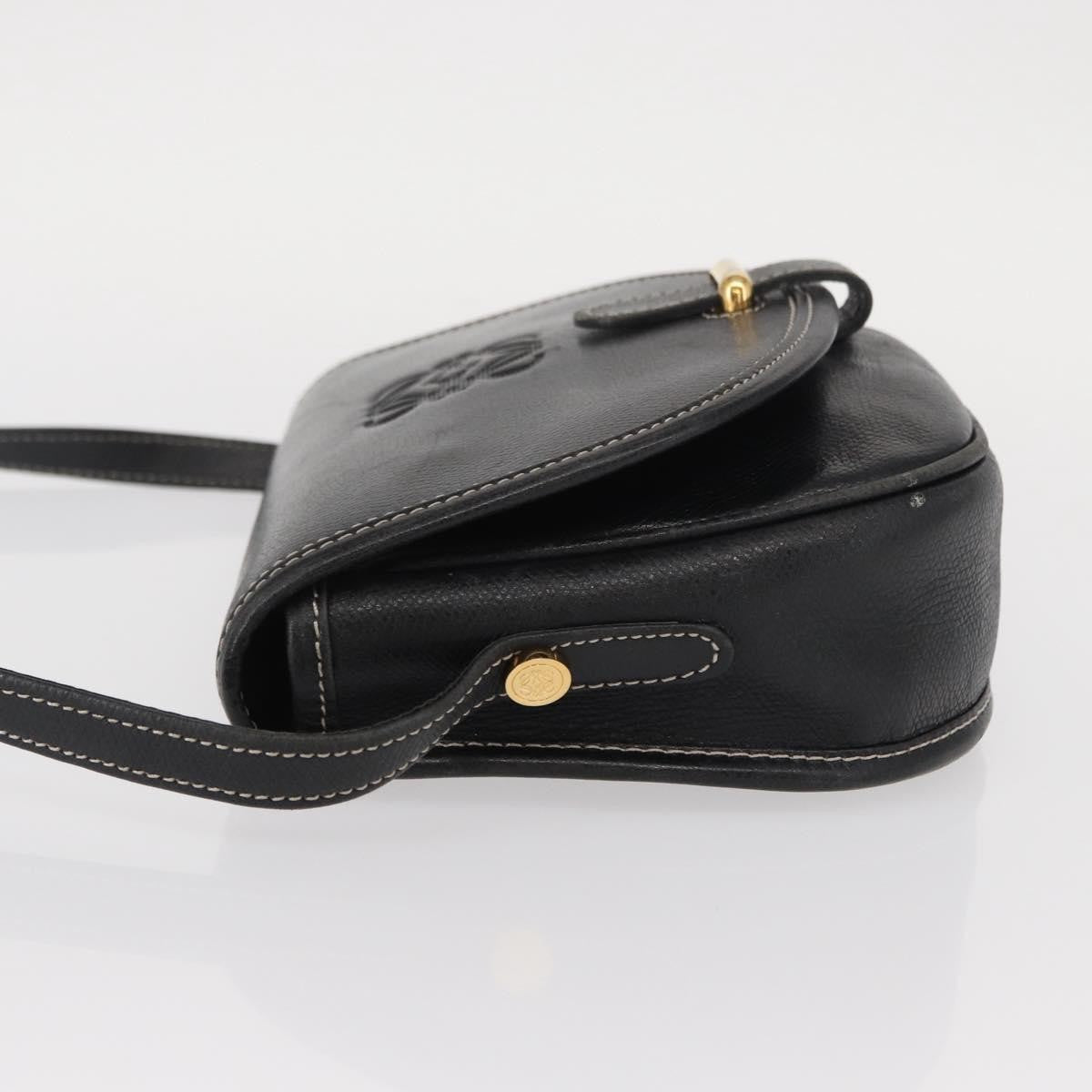 Loewe LOEWE Anagram Shoulder Bag Leather Black Gold Authentic ep12382