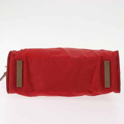 Prada PRADA Hand Bag Nylon Red Gold Authentic ki6141