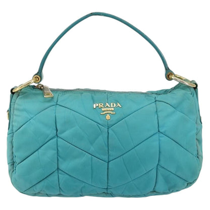 Prada PRADA Shoulder Bag Nylon Turquoise Blue Gold Authentic 148398