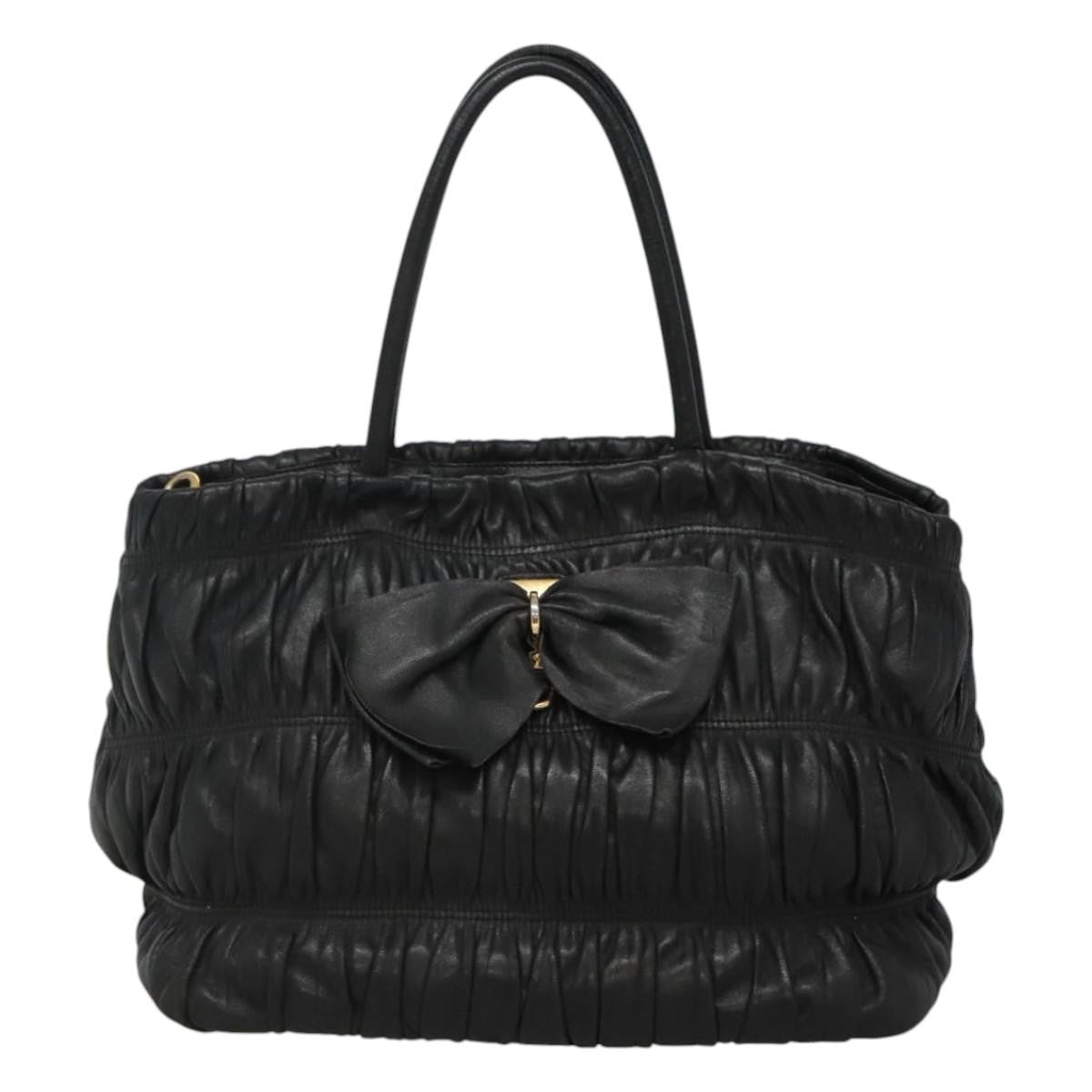 Prada PRADA Hand Bag Leather 2way Black Authentic hk2413