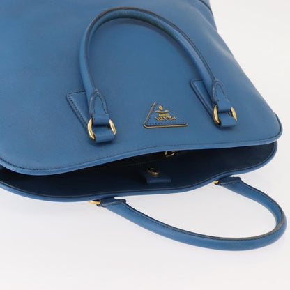 Prada PRADA Hand Bag Safiano leather Blue Gold Authentic fm4916