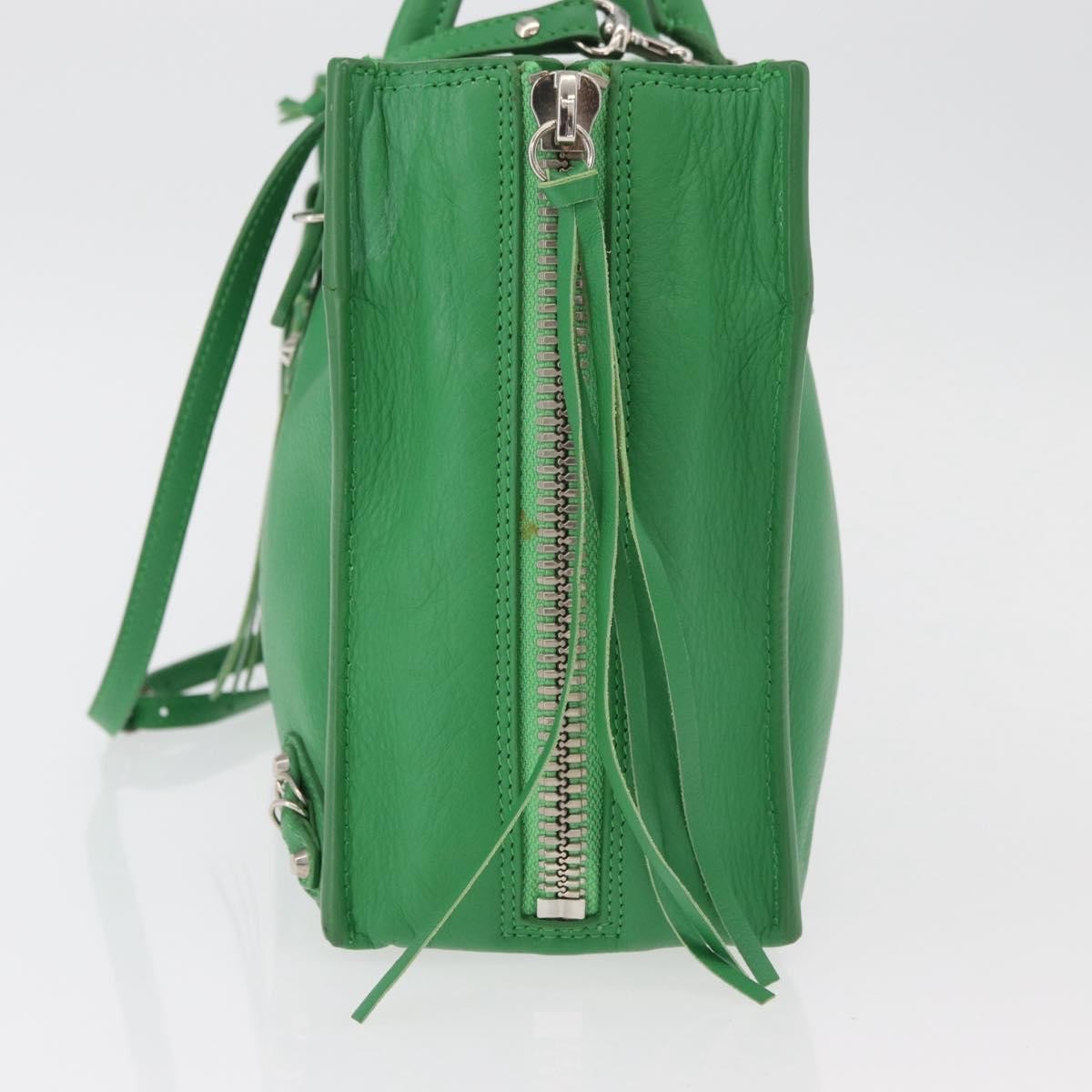 Balenciaga BALENCIAGA The Paper Tote Bag Leather 2way Green Silver 370926 Authentic 179403A