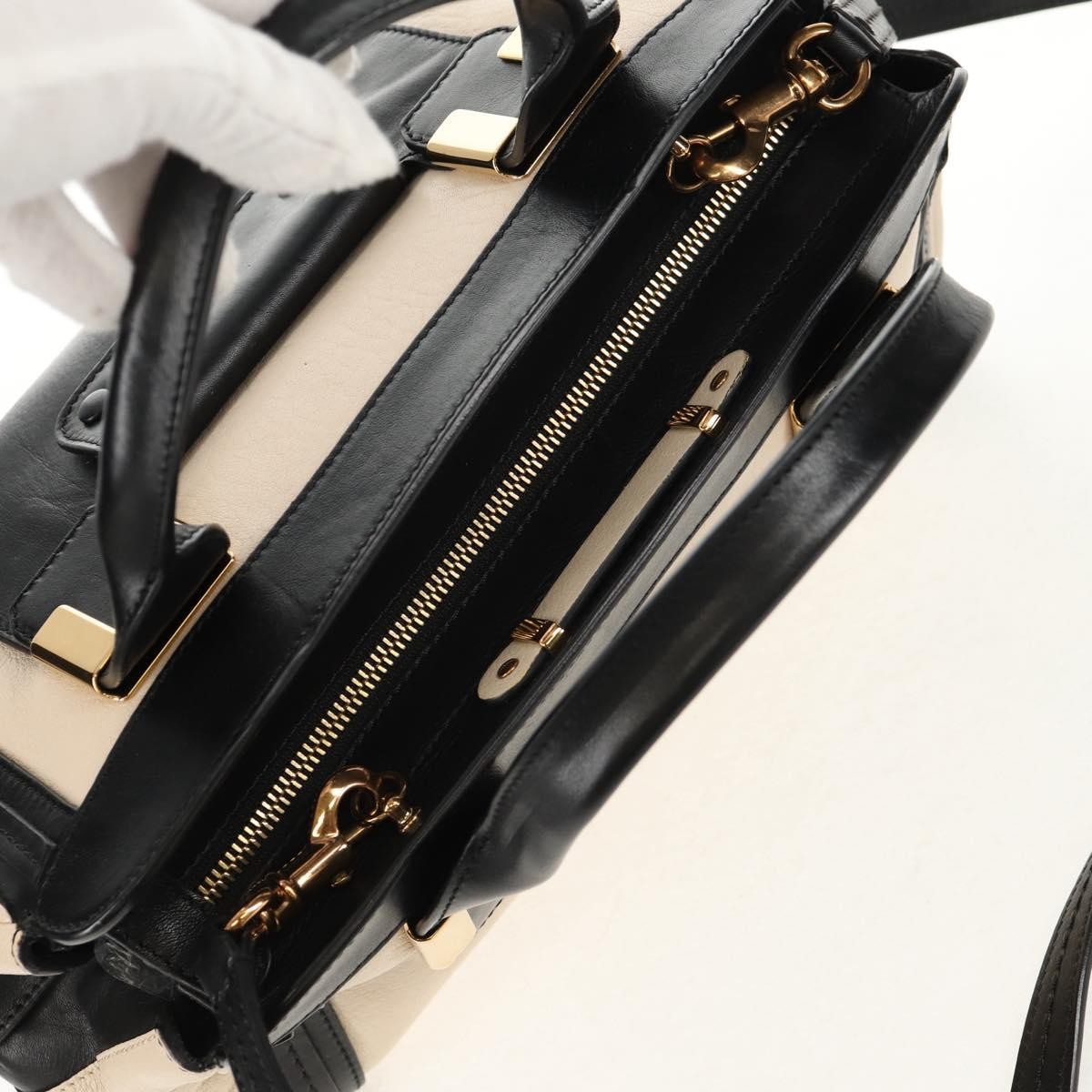 Chloé Chloé Chloe Alice Hand Bag Leather 2way White Black Authentic BA6836