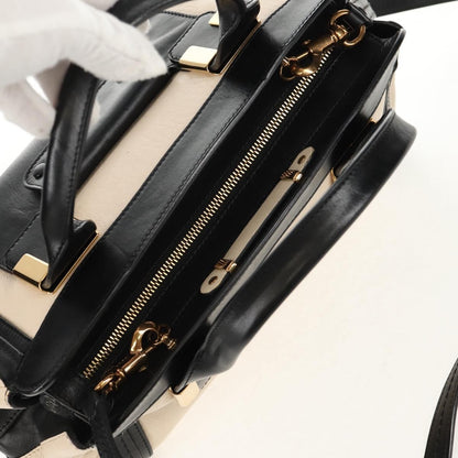 Chloé Chloé Chloe Alice Hand Bag Leather 2way White Black Authentic BA6836