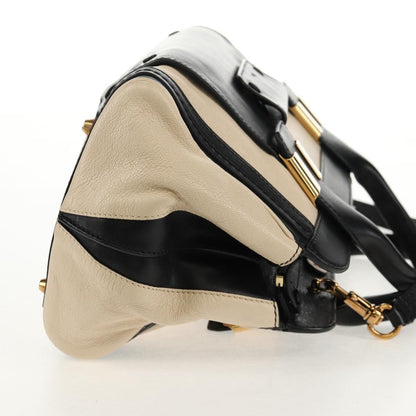Chloé Chloé Chloe Alice Hand Bag Leather 2way White Black Authentic BA6836