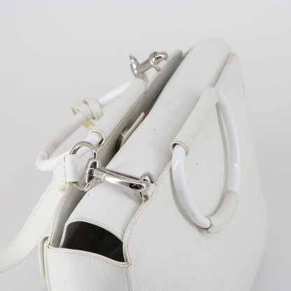 Gucci GUCCI Hand Bag Leather 2way White Silver 000 2058 0307 5 Authentic ep11566