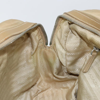 Prada PRADA Hand Bag Nylon Beige Silver Authentic 166752