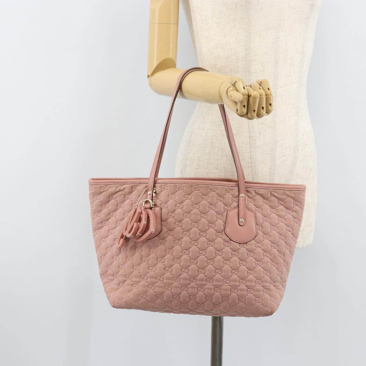 Gucci GUCCI GG Canvas Tote Bag Nylon Pink Gold 211976 Authentic LNZ669