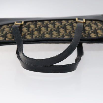 Dior Christian Dior Trotter Canvas Hand Bag Navy Gold Authentic MX415