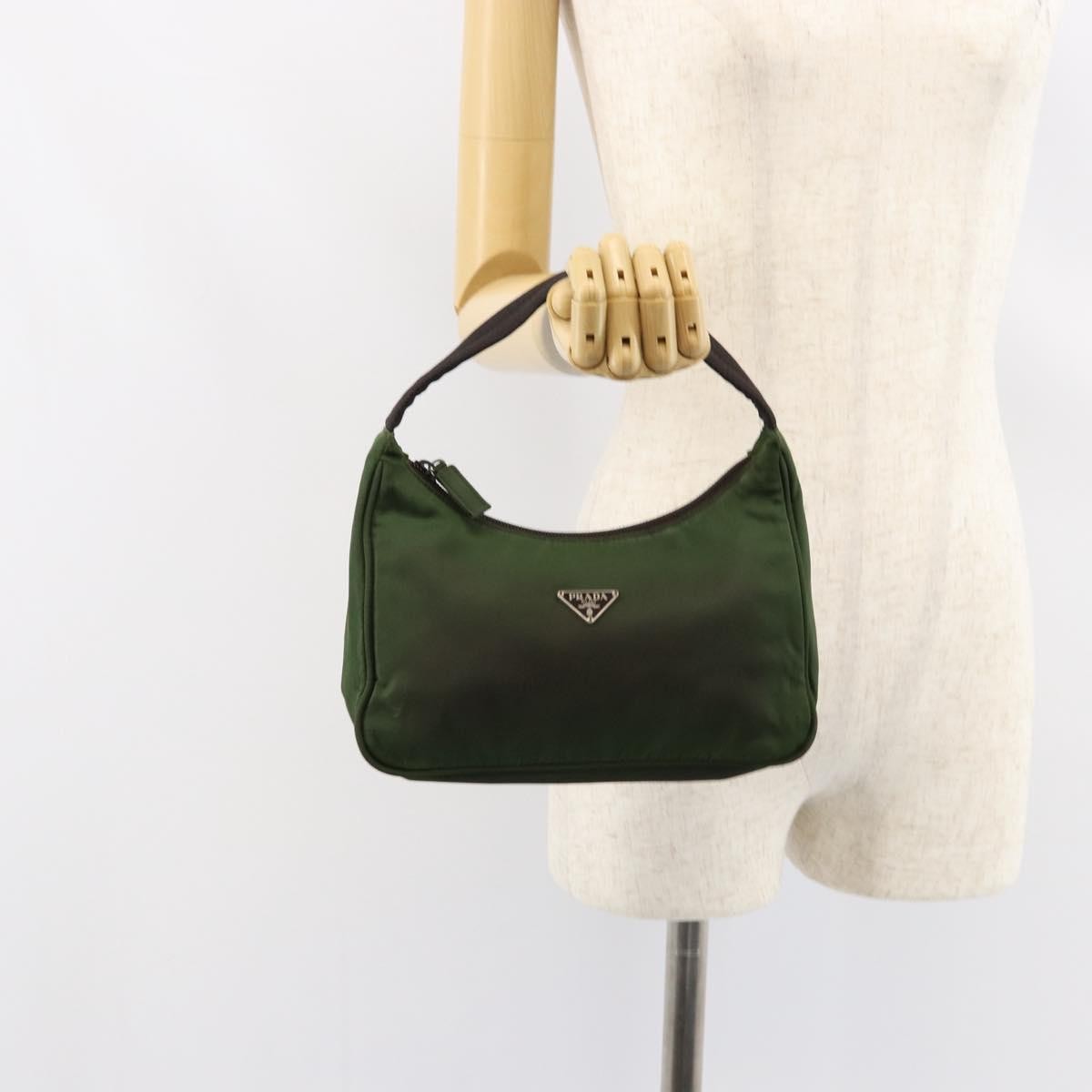 Prada PRADA Hand Bag Nylon Green Authentic 152801
