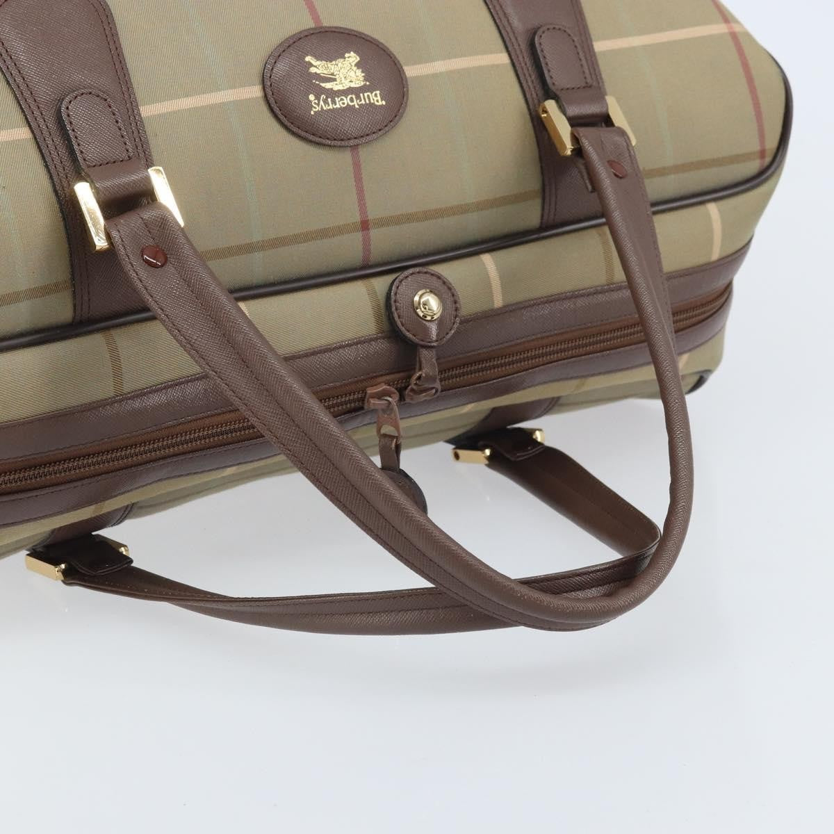 Burberrys Burberrys Nova Check Boston Bag Canvas Beige Gold Authentic ep13303