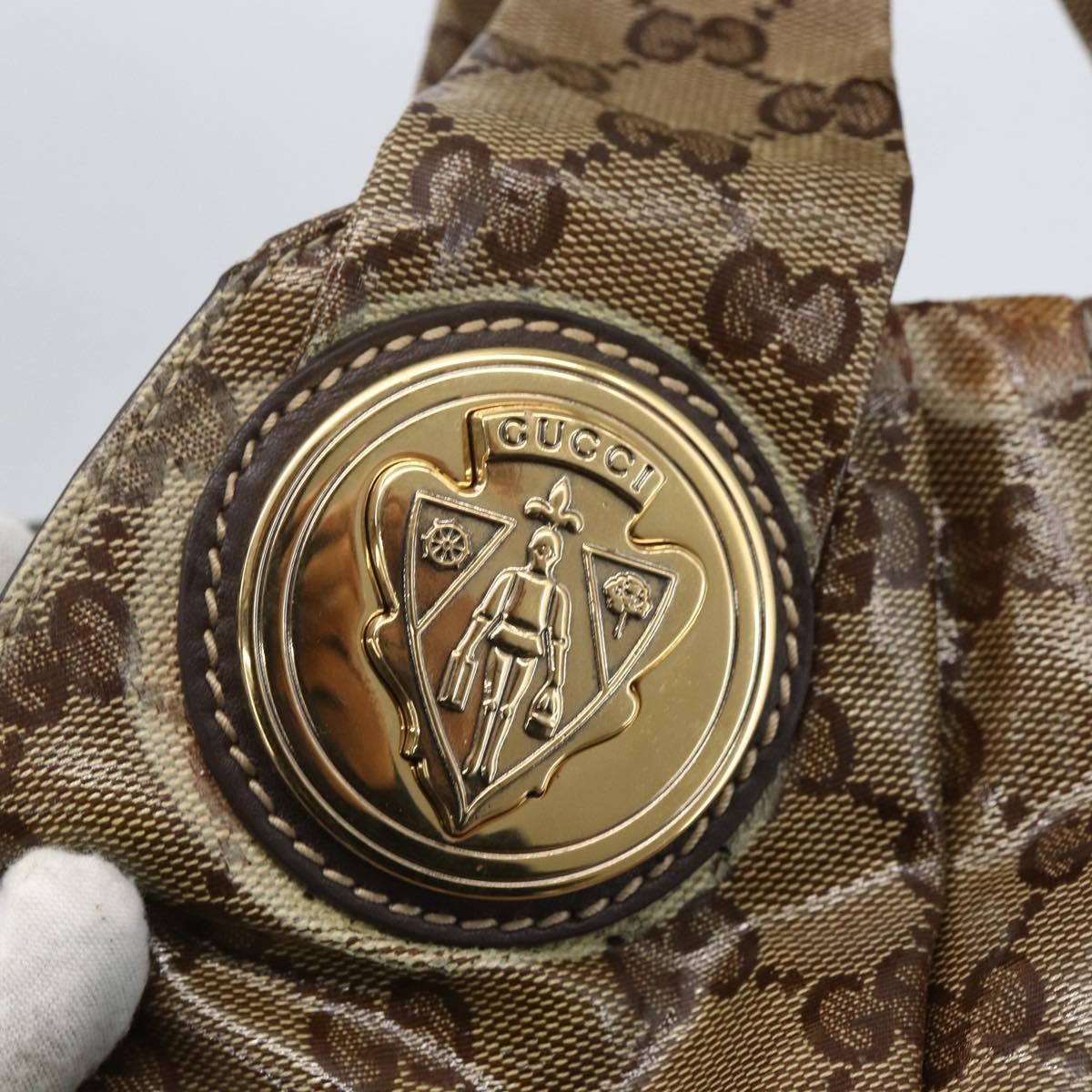 Gucci GUCCI GG Crystal Histeria Bag Coated Canvas 2way Beige Gold 203486 Authentic 154644