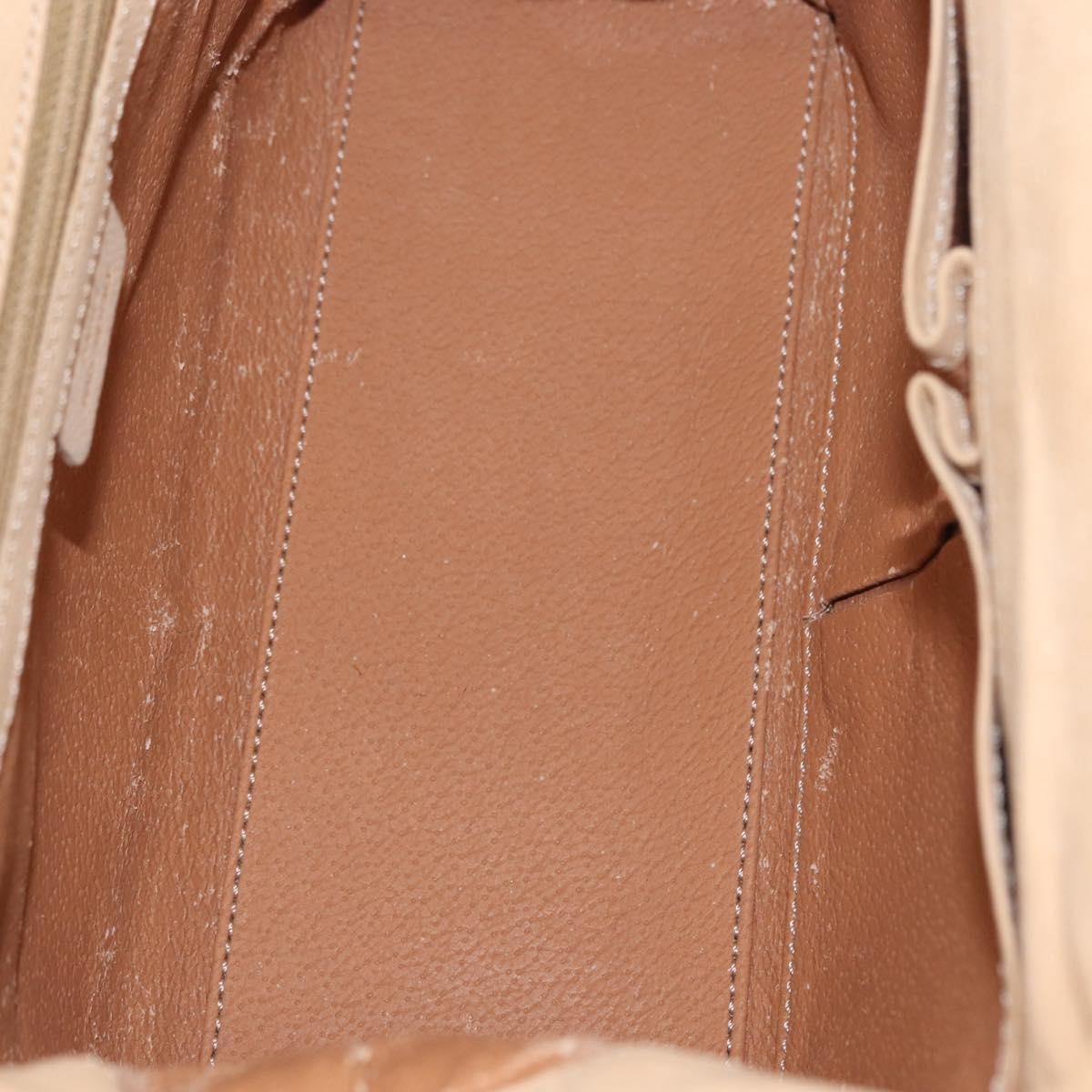 Celine CELINE Hand Bag Leather 2way Beige Gold Authentic 166991
