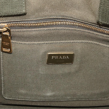 Prada PRADA Canapa MM Hand Bag Canvas 2way Khaki Gold Authentic ti3829