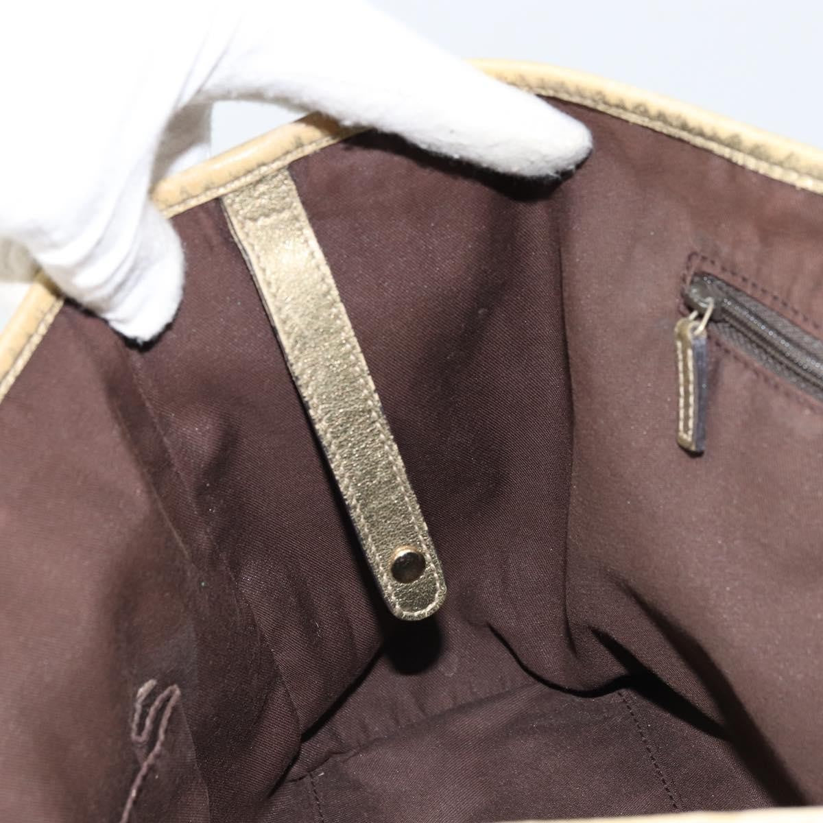 Gucci GUCCI GG Canvas Tote Bag Brown Gold 163805 Authentic LNZ740