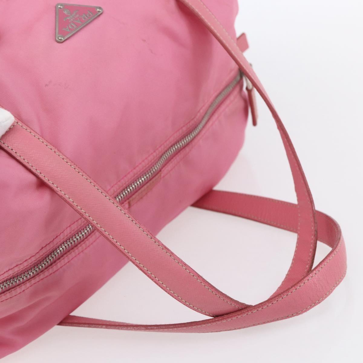 Prada PRADA Hand Bag Nylon Pink Silver Authentic 155083
