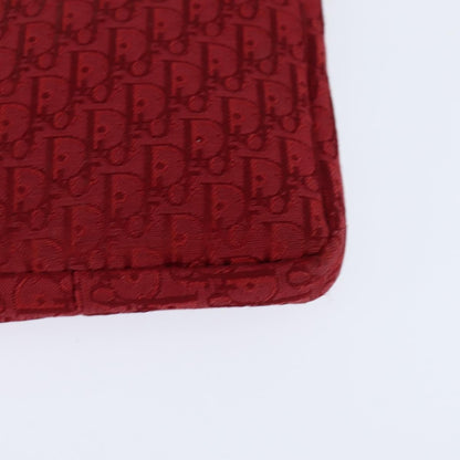 Dior Christian Dior Trotter Canvas Shoulder Bag Red Silver Authentic 147558
