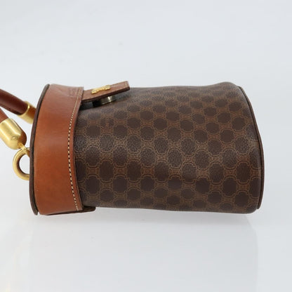 Celine CELINE Macadam Canvas Hand Bag PVC Leather Brown Gold Authentic 153900
