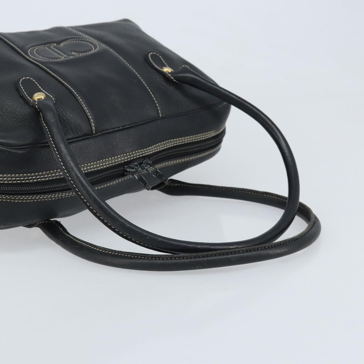 Dior Christian Dior Hand Bag Leather Black Gold Authentic ep13686