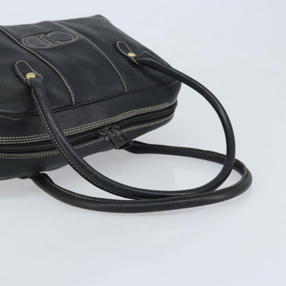 Dior Christian Dior Hand Bag Leather Black Gold Authentic ep13686