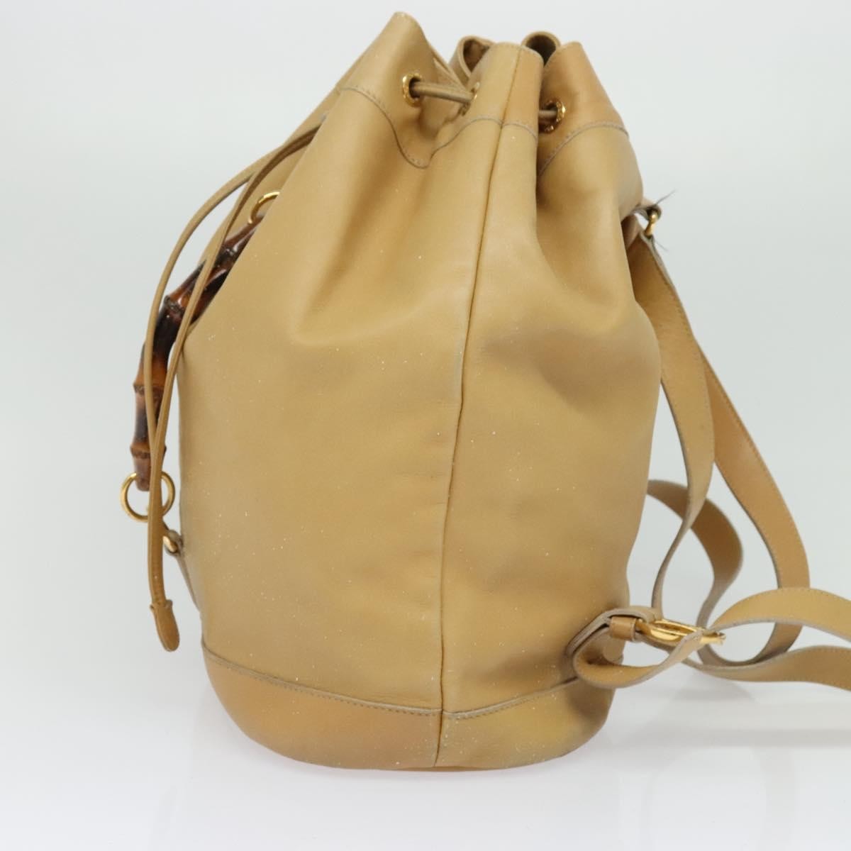 Gucci GUCCI Bamboo Backpack Leather Beige Gold 003 2855 0043 0 Authentic bs26085 Bag