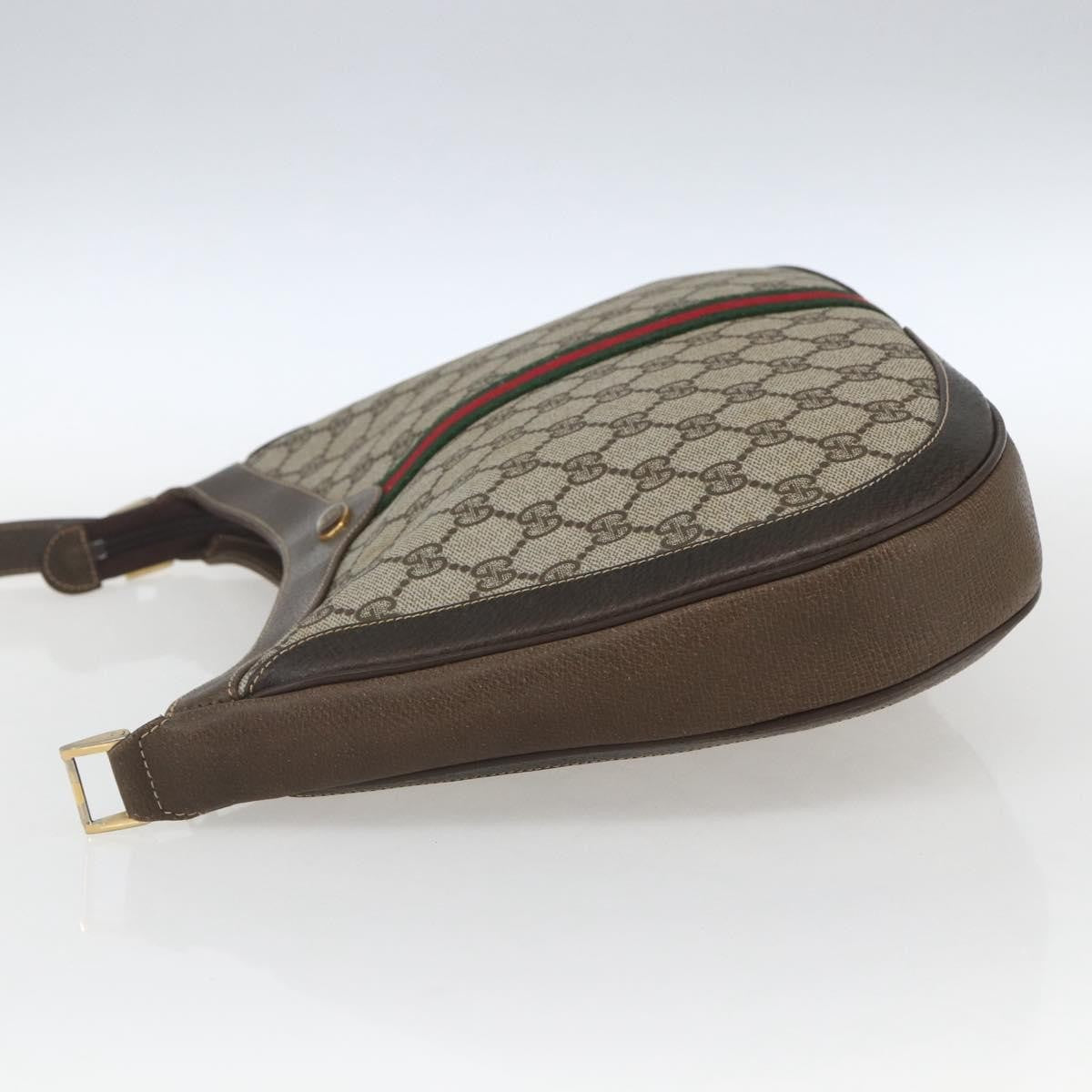 Gucci GUCCI GG Supreme Web Sherry Line Bag PVC Beige Gold 72 001 4467 Authentic 165194