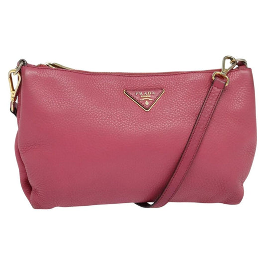 Prada PRADA Shoulder Bag Leather Pink Gold Authentic BD1620