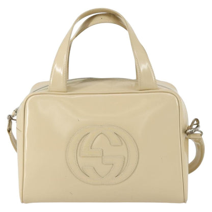 Gucci GUCCI Hand Bag Patent leather 2way Beige Silver 000 1274 0505 Authentic 155235